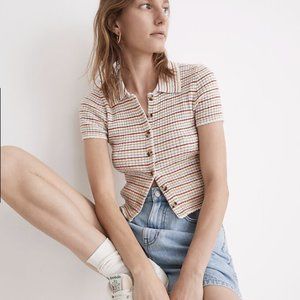 Barbrook Button-Front Sweater Polo in Stripe